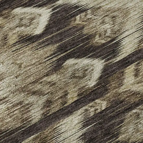 8' Brown Beige And Taupe Southwestern Washable Round Rug With UV Protection Photo 9