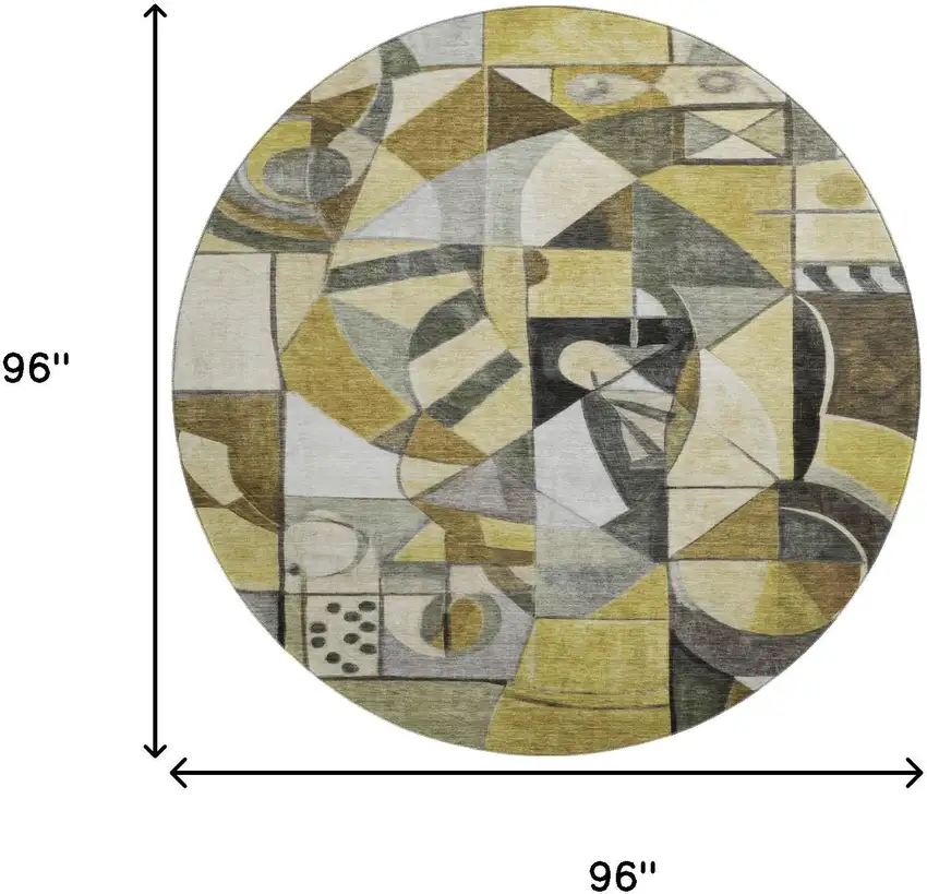 8' Brown Black And Gray Abstract Washable Round Rug With UV Protection Photo 9