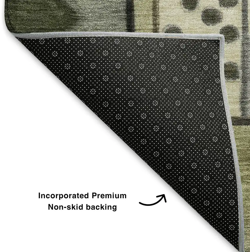 8' Brown Black And Gray Abstract Washable Round Rug With UV Protection Photo 5