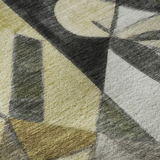 8' Brown Black And Gray Abstract Washable Round Rug With UV Protection Photo 8