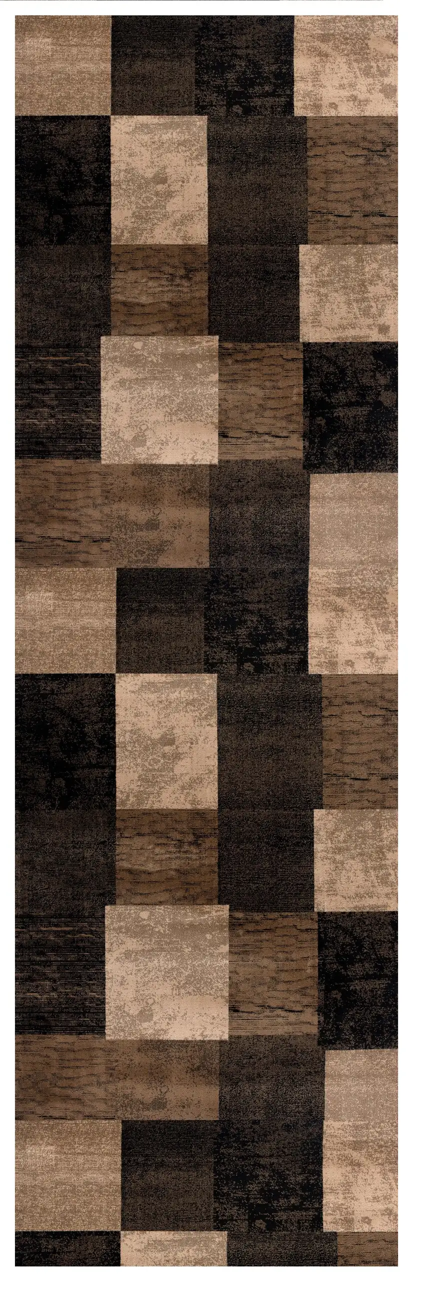 13' Brown Black and Tan Geometric Power Loom Runner Rug Photo 2