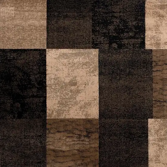 13' Brown Black and Tan Geometric Power Loom Runner Rug Photo 4
