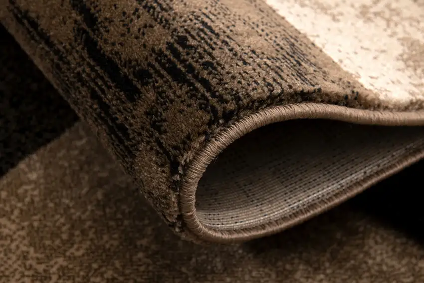 13' Brown Black and Tan Geometric Power Loom Runner Rug Photo 8