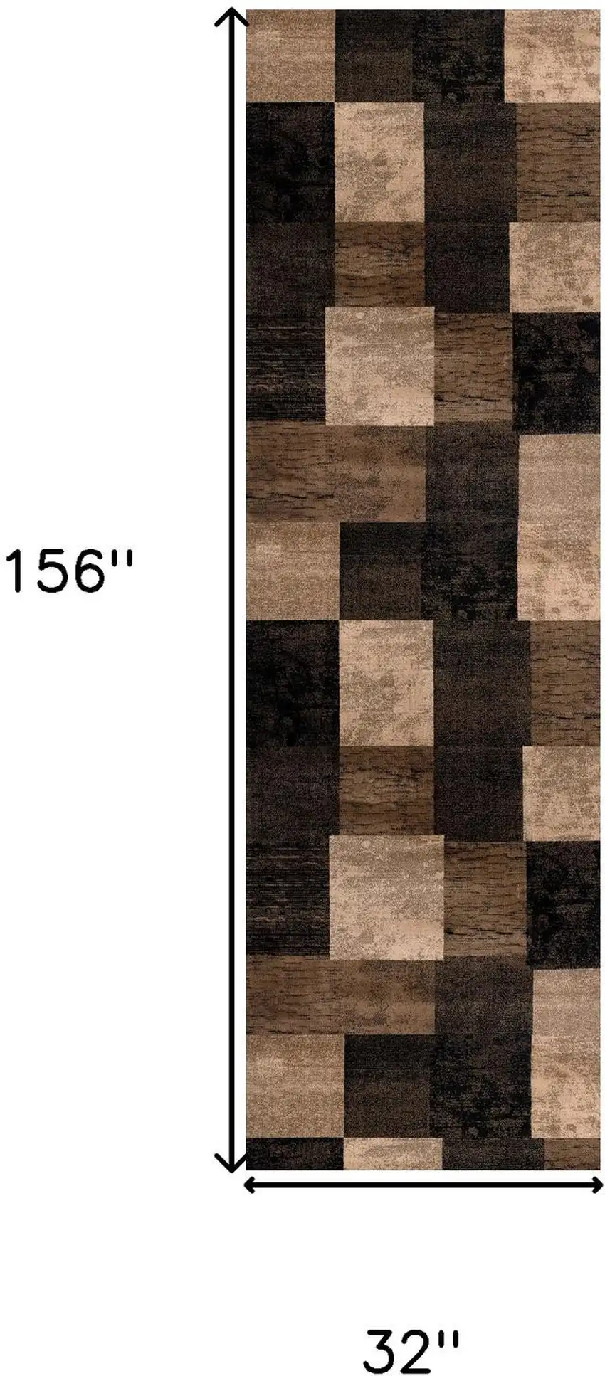 13' Brown Black and Tan Geometric Power Loom Runner Rug Photo 3