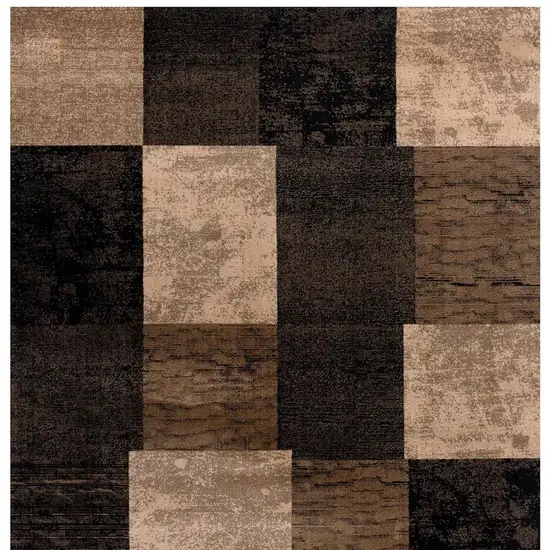 13' Brown Black and Tan Geometric Power Loom Runner Rug Photo 5