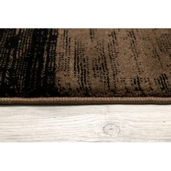 13' Brown Black and Tan Geometric Power Loom Runner Rug Photo 7