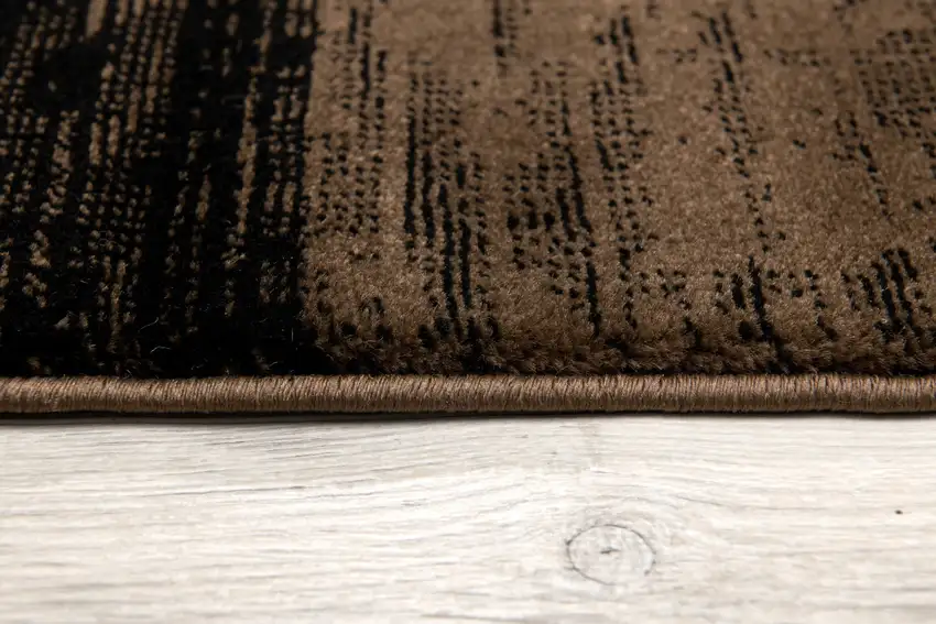 13' Brown Black and Tan Geometric Power Loom Runner Rug Photo 7