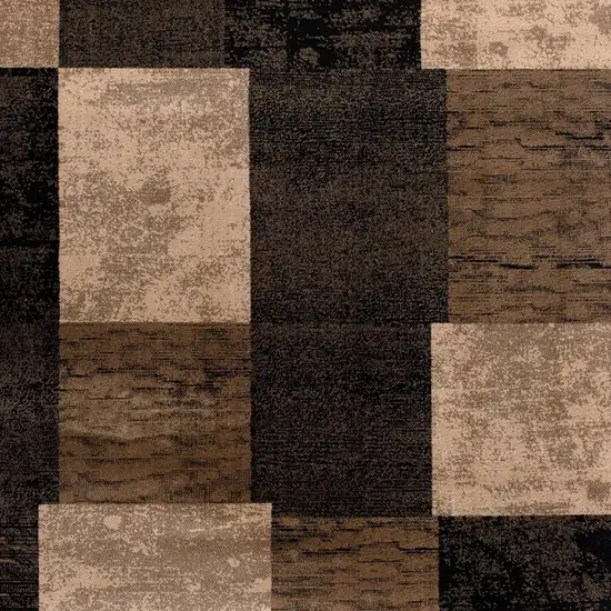 13' Brown Black and Tan Geometric Power Loom Runner Rug Photo 6