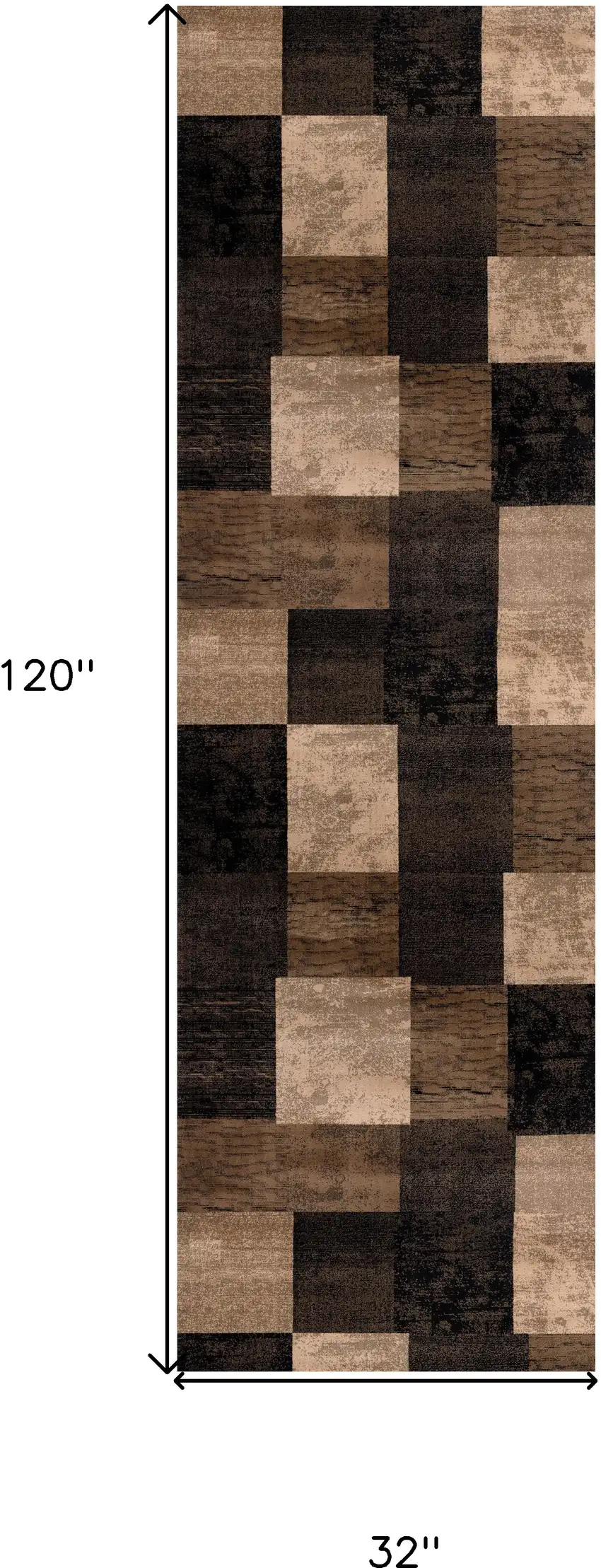 10' Brown Black and Tan Geometric Power Loom Runner Rug Photo 5