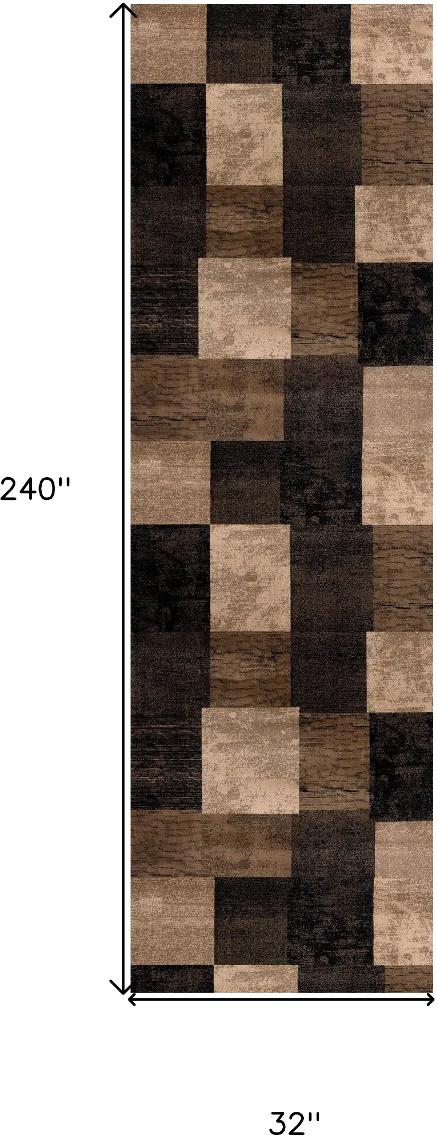 20' Brown Black and Tan Geometric Power Loom Runner Rug Photo 6