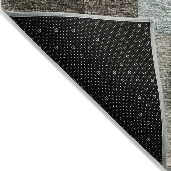 8' Brown Blue And Green Round Geometric Washable Indoor Outdoor Area Rug Photo 5