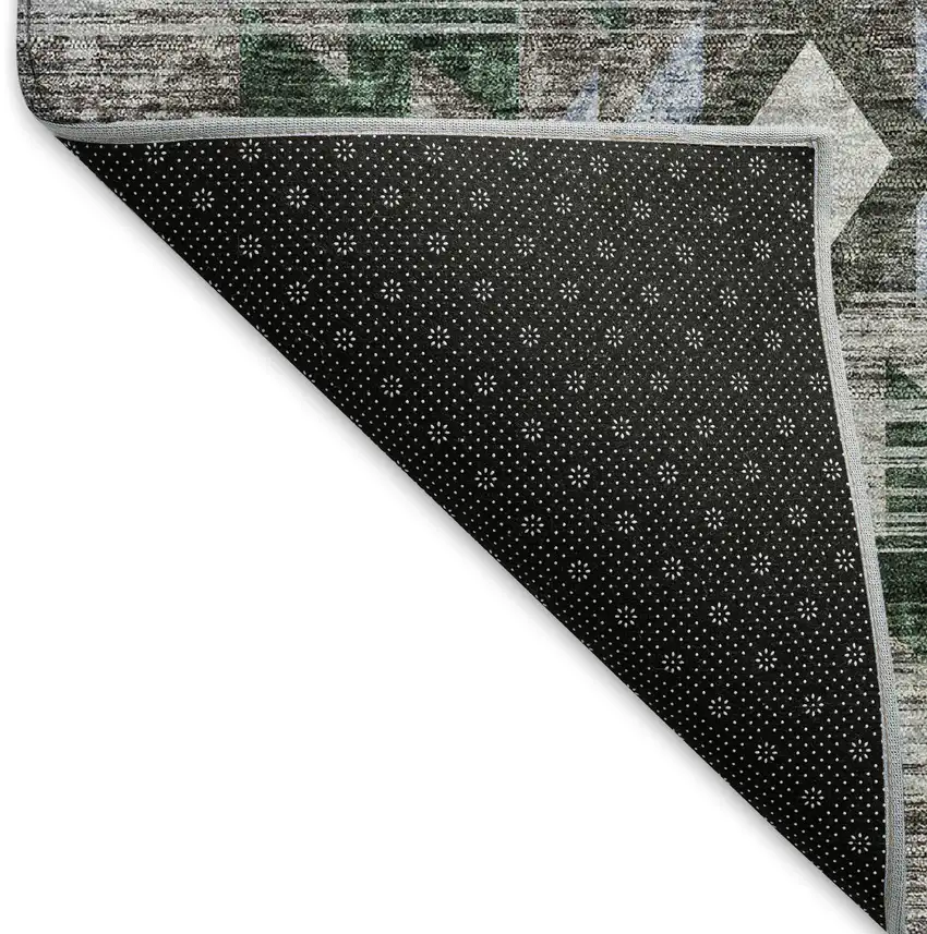 8' Brown Blue And Green Southwestern Washable Round Rug With UV Protection Photo 6