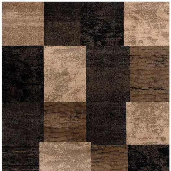 8' Brown Checkered Power Loom Runner Rug Photo 5