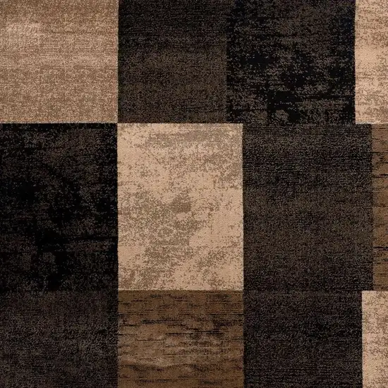 8' Brown Checkered Power Loom Runner Rug Photo 4