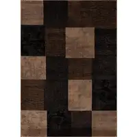 Photo of 8' Brown Checkered Power Loom Runner Rug