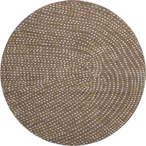 Photo of 8' Brown Copper And Ivory Polka Dot Washable Round Rug With UV Protection