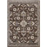 Photo of 10' Brown Floral Power Loom Runner Rug With Fringe