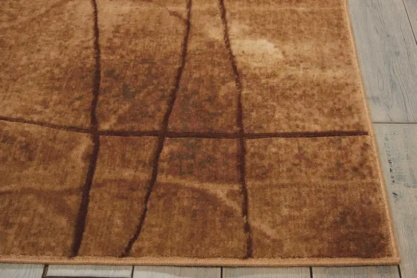 8' Brown Floral Power Loom Runner Rug Photo 8