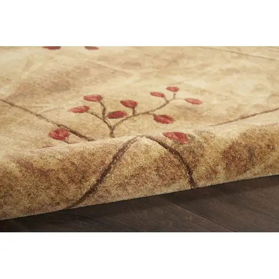 8' Brown Floral Power Loom Runner Rug Photo 9