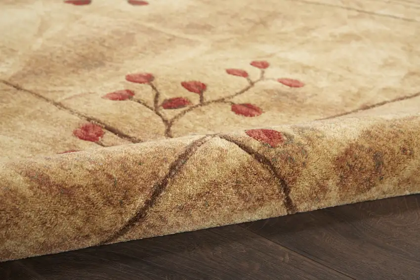 8' Brown Floral Power Loom Runner Rug Photo 5