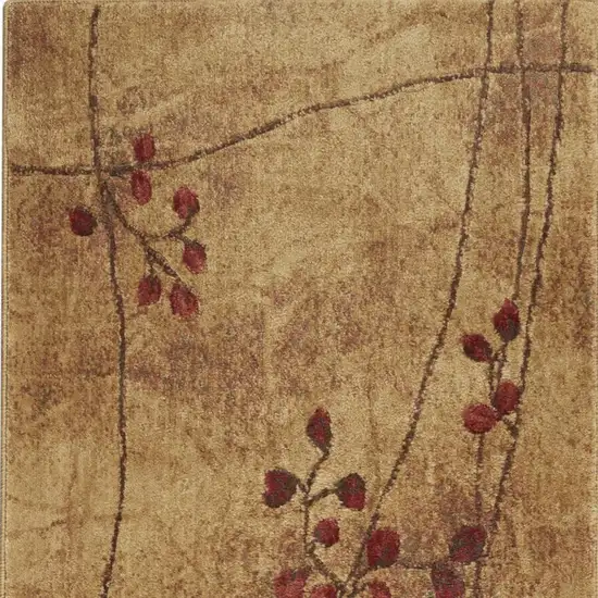 8' Brown Floral Power Loom Runner Rug Photo 1