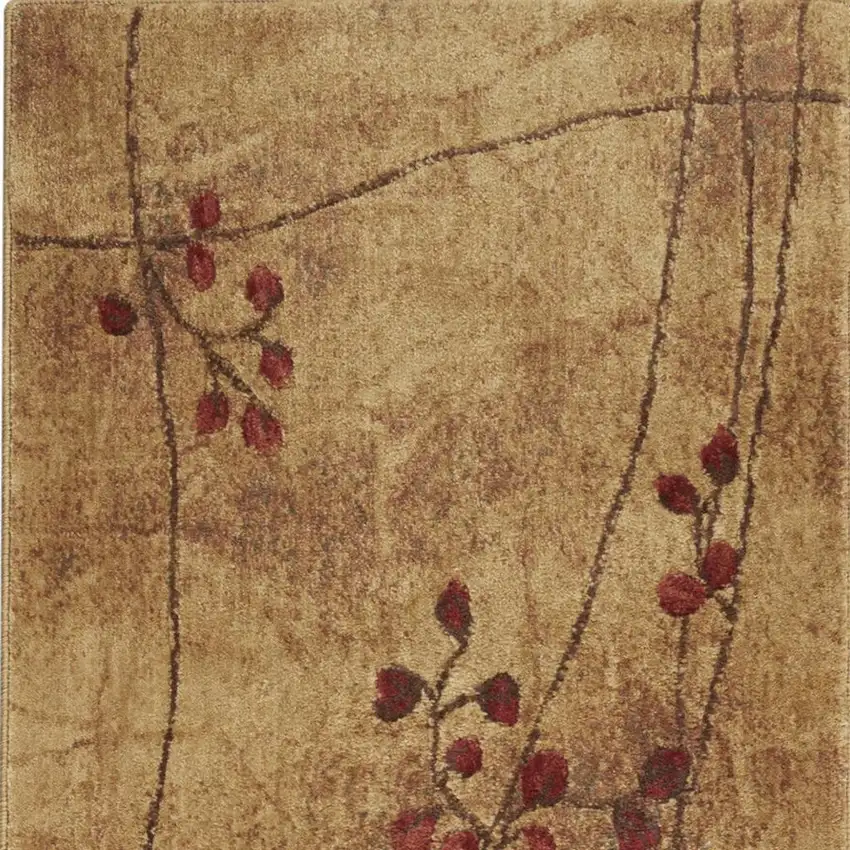 8' Brown Floral Power Loom Runner Rug Photo 1