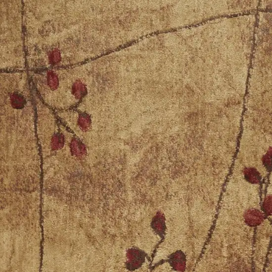 6' Brown Floral Power Loom Runner Rug Photo 1