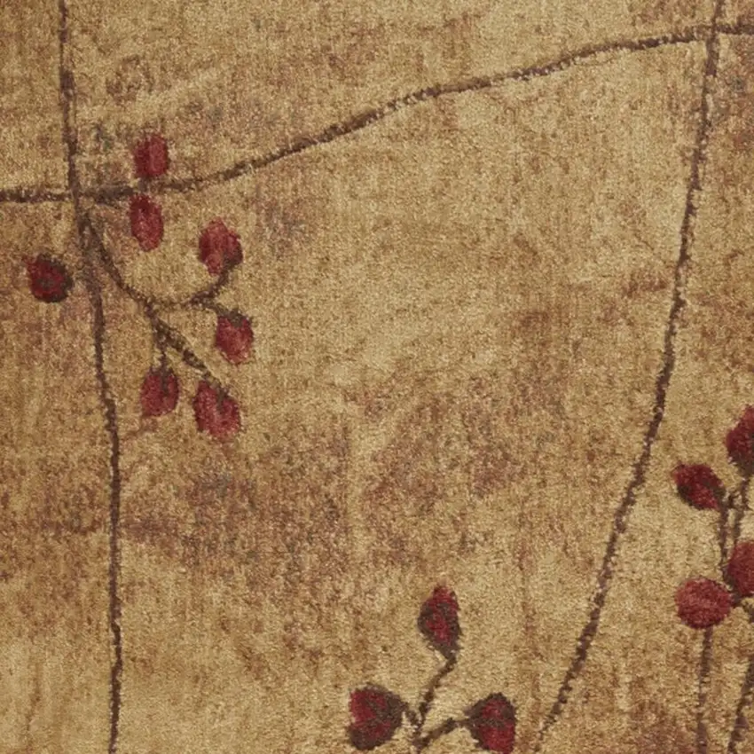 6' Brown Floral Power Loom Runner Rug Photo 1