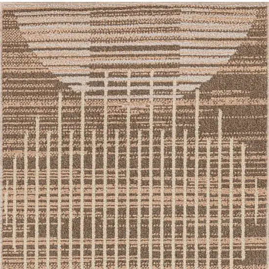 6' Brown Geometric Runner Rug Photo 7