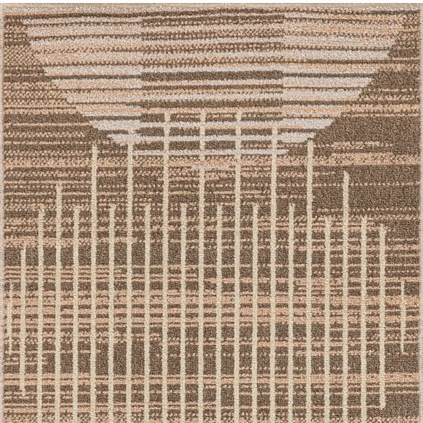 6' Brown Geometric Runner Rug Photo 7