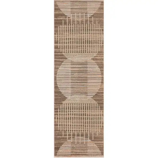 6' Brown Geometric Runner Rug Photo 2
