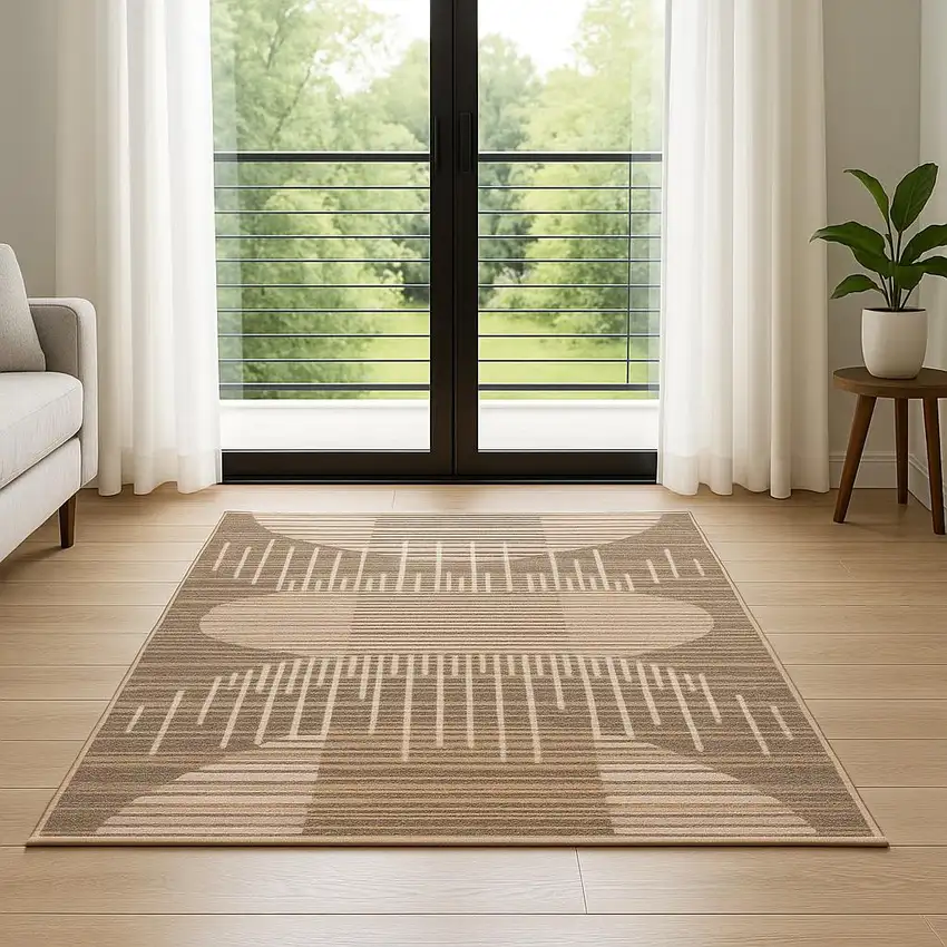 6' Brown Geometric Runner Rug Photo 1