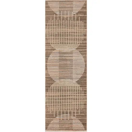 6' Brown Geometric Runner Rug Photo 3