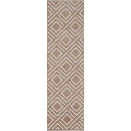 6' Brown Geometric Runner Rug Photo 5
