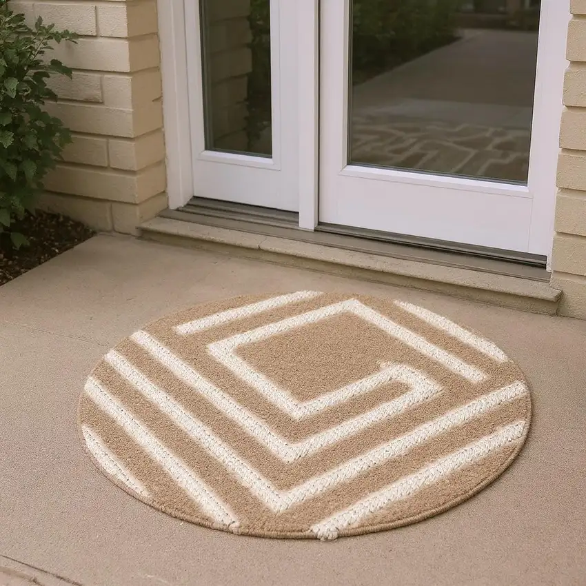 6' Brown Geometric Runner Rug Photo 1