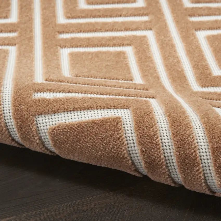 6' Brown Geometric Runner Rug Photo 9