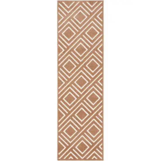 6' Brown Geometric Runner Rug Photo 5
