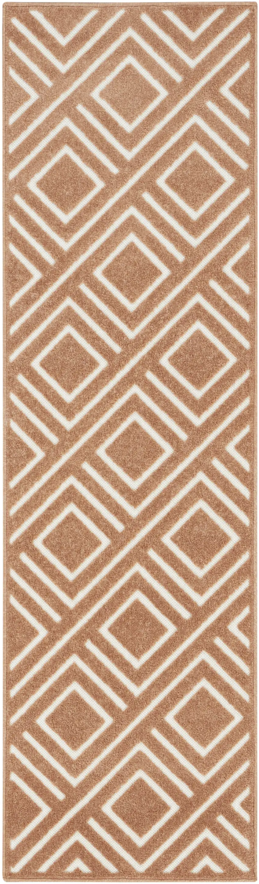 6' Brown Geometric Runner Rug Photo 5