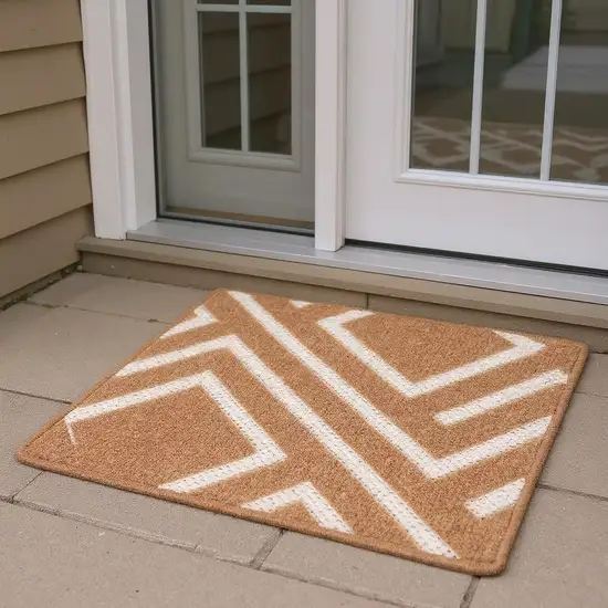 6' Brown Geometric Runner Rug Photo 1