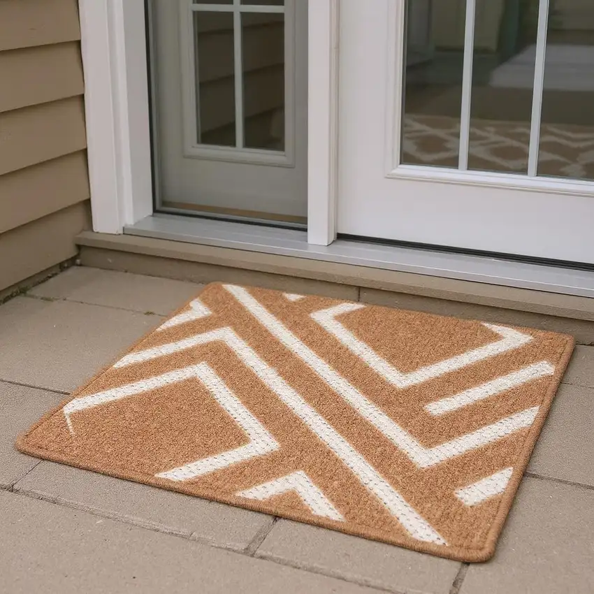 6' Brown Geometric Runner Rug Photo 1
