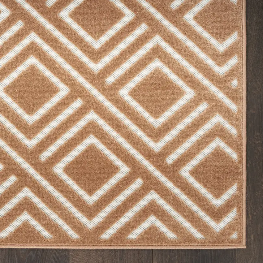 6' Brown Geometric Runner Rug Photo 8