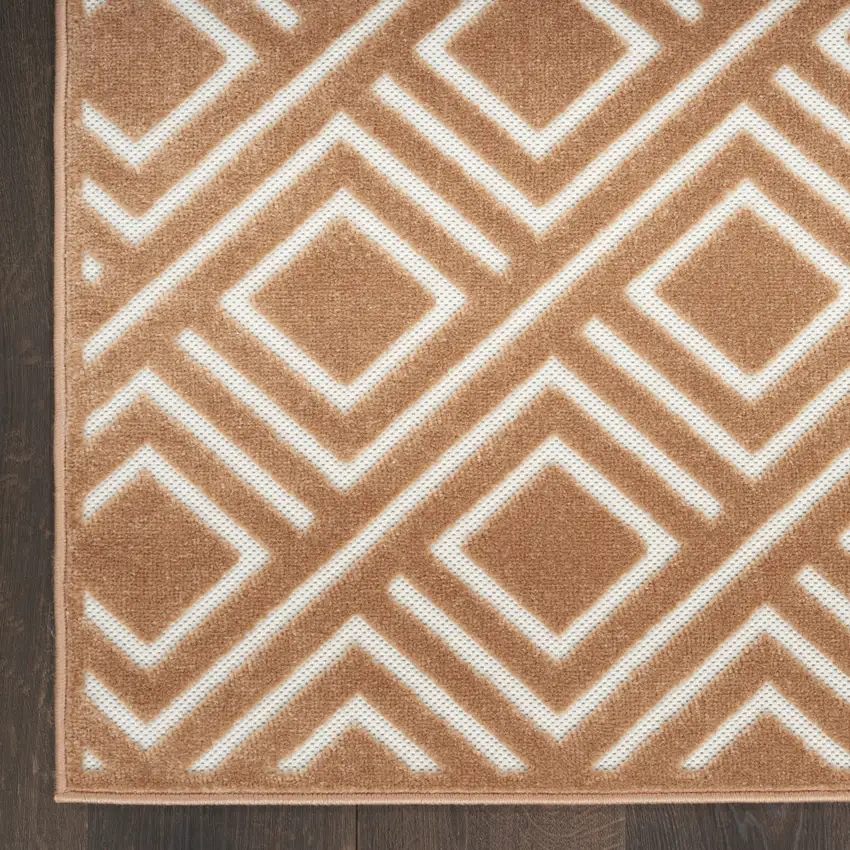 6' Brown Geometric Runner Rug Photo 7