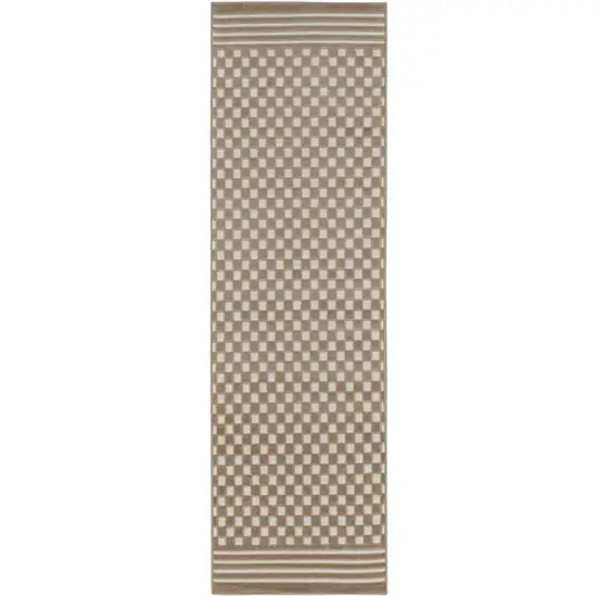 6' Brown Geometric Runner Rug Photo 6