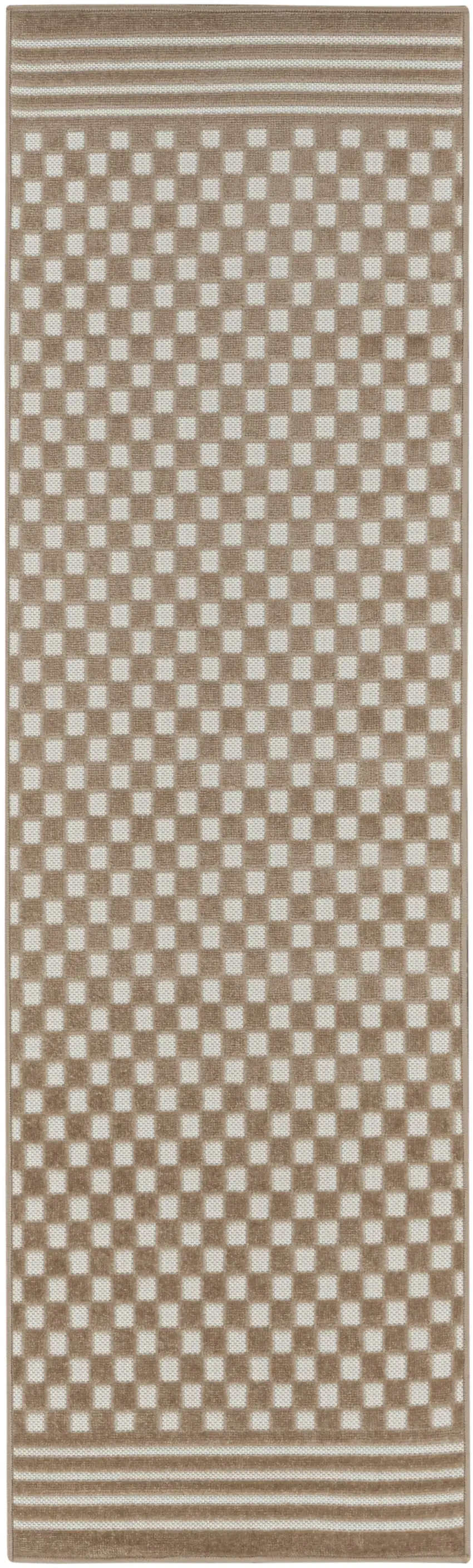 6' Brown Geometric Runner Rug Photo 6