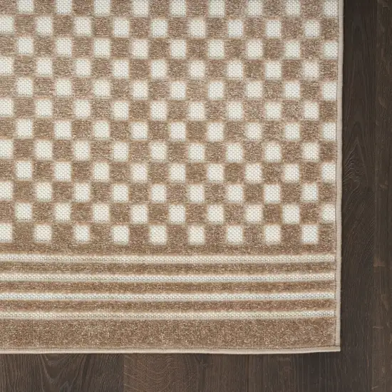 6' Brown Geometric Runner Rug Photo 9