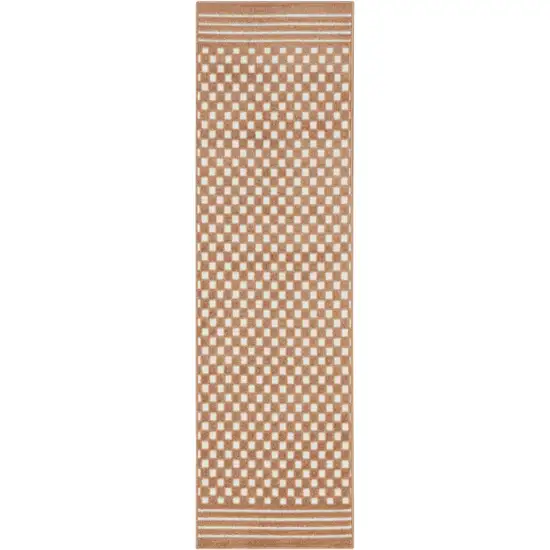 6' Brown Geometric Runner Rug Photo 1