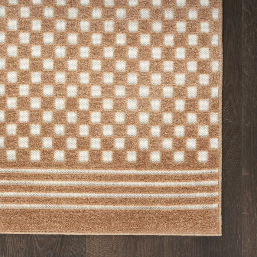 6' Brown Geometric Runner Rug Photo 8