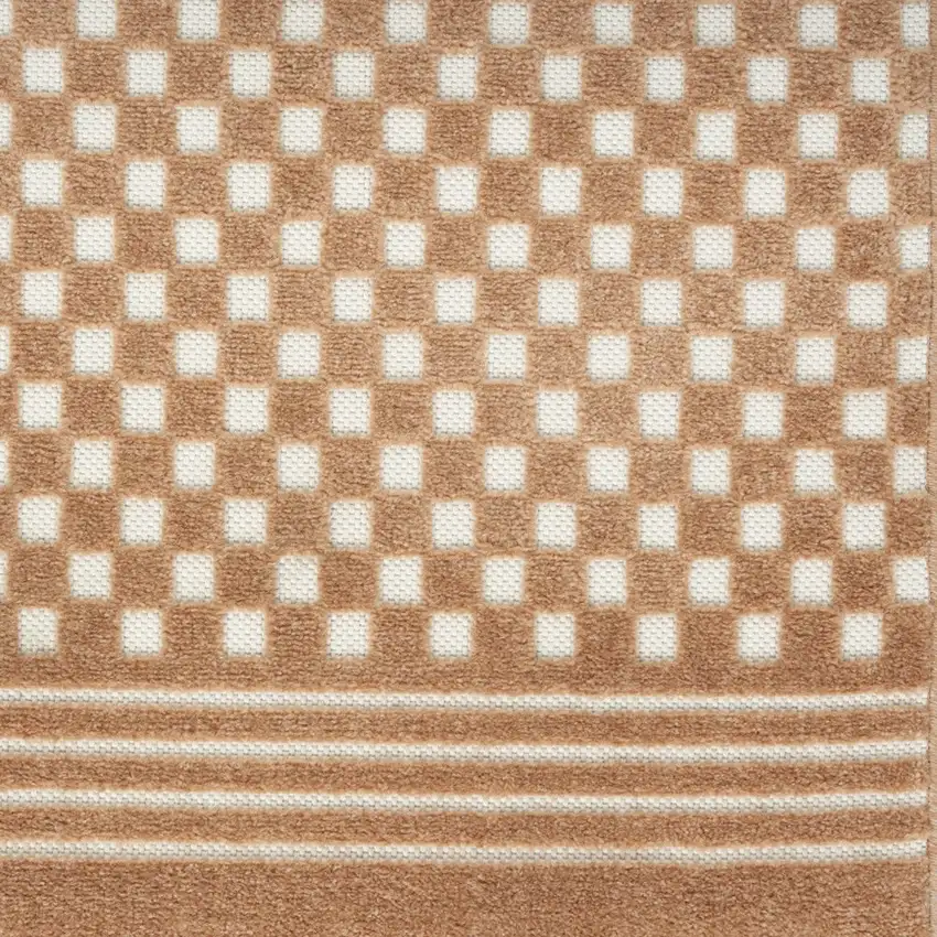 6' Brown Geometric Runner Rug Photo 9