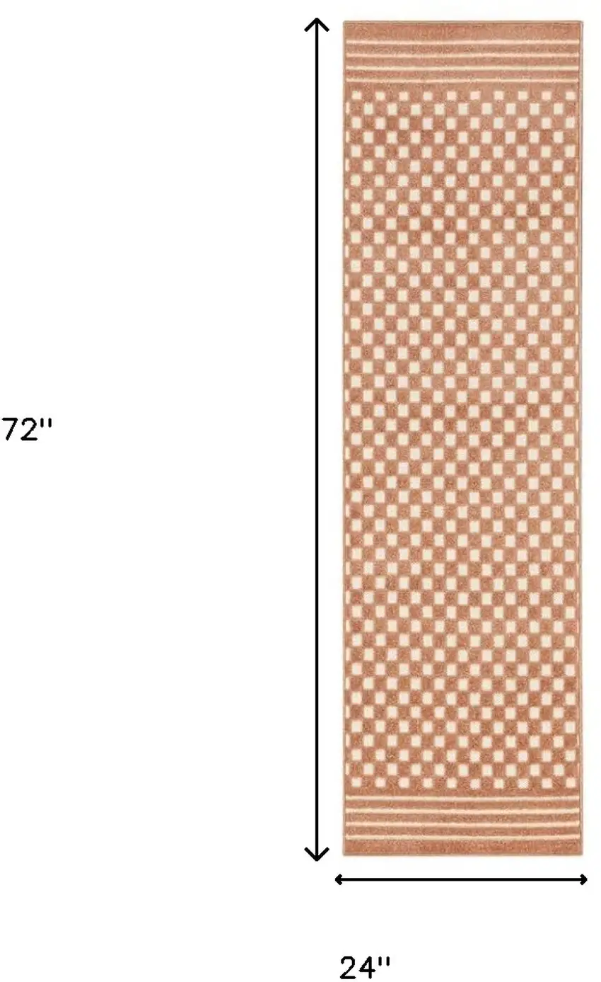 6' Brown Geometric Runner Rug Photo 9