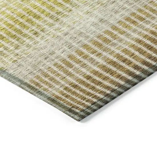 8' Brown Gold And Beige Round Striped Washable Indoor Outdoor Area Rug Photo 6